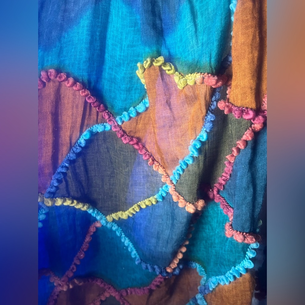 Boho Multicolor Patchwork Scarf Textured Lightwei… - image 3